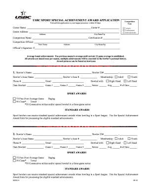 USBC Sport Special Achievement Award Application