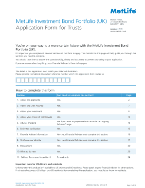 MetLife Investment Bond Portfolio Trust Application Form