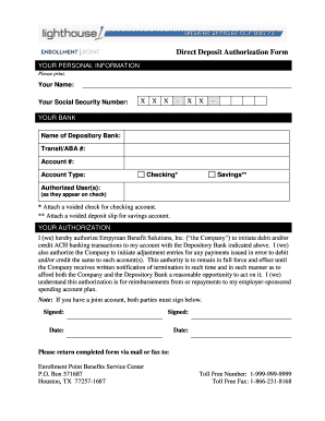 Direct Deposit Authorization Form