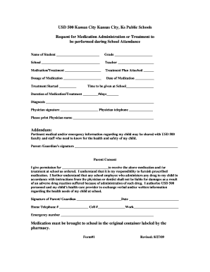 Kansas City Medication Administration Form
