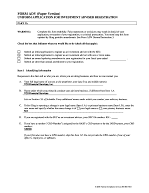 Form ADV Investment Adviser Registration