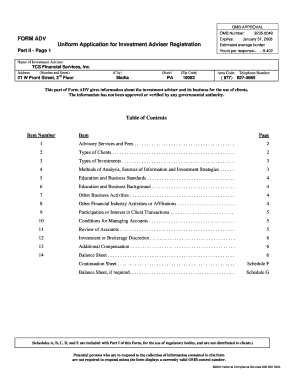 Form ADV Investment Adviser Registration