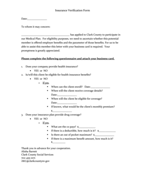 Insurance Verification Form