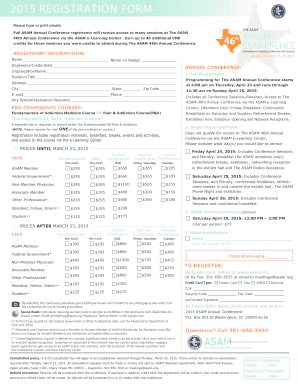 ASAM Annual Conference Registration Form