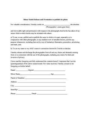 Minor Model Release Form