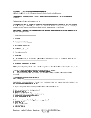 OSHA Respirator Medical Evaluation Questionnaire