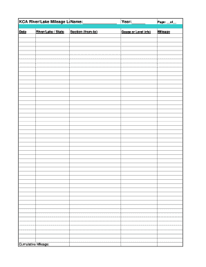 River Mileage Log Form