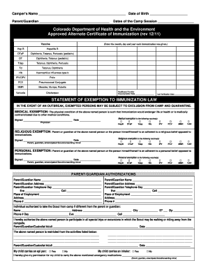Colorado Immunization Exemption Form
