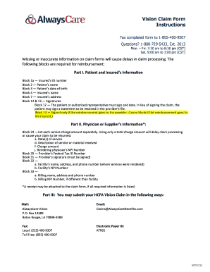 Vision Claim Form