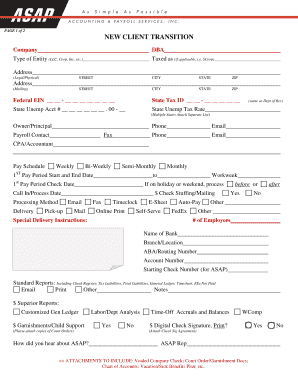 New Client Transition Form