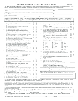Preparticipation Physical Evaluation Form