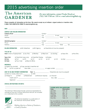 2015 Advertising Insertion Order