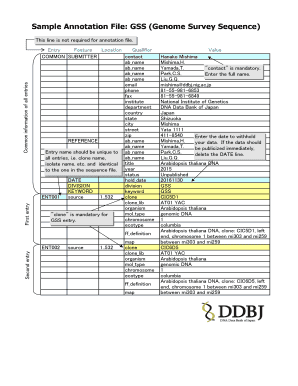 Genome Survey Sequence Annotation Form