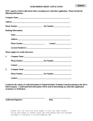 Subscriber Credit Application
