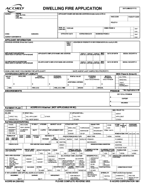 Dwelling Fire Insurance Application