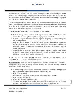 Allen Park Housing Pet Policy