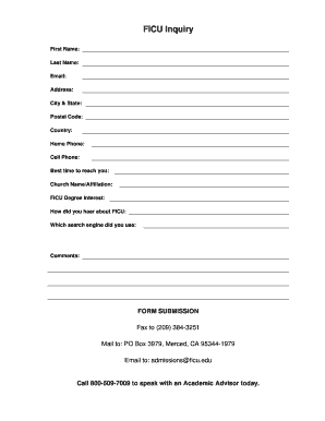 FICU Inquiry Form