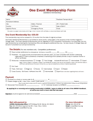 One Event Membership Form