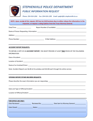 Texas Public Information Request Form