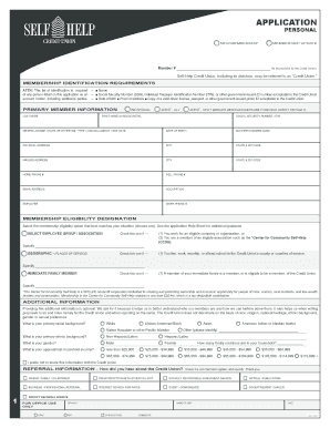 Self-Help Credit Union Membership Application
