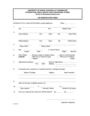 CEU Registration Form