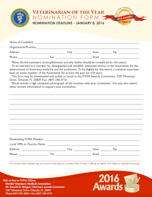 NOMINATION DEADLINE - JANUARY 8 2016