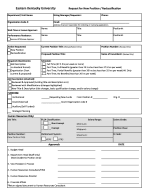 Annual leave form template word - Eastern Kentucky University Request for New Position