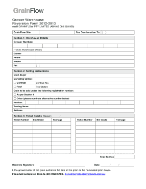 Grain Reversion Form