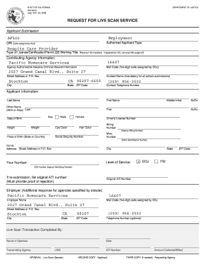 California Live Scan Request Form