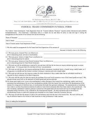Funeral Disclosure Disclaimer Form