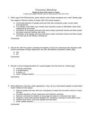 Texas Payday and Auto Title Loans Survey