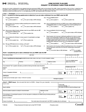 Canada Home Buyers' Plan Withdrawal Form