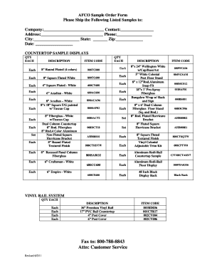 AFCO Sample Order Form