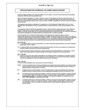 Application for Approval as Compliance Officer