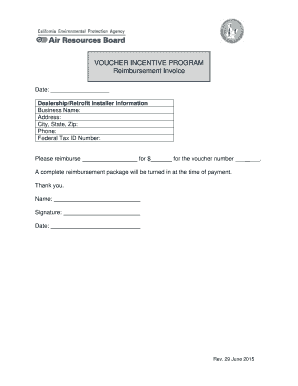 Voucher Incentive Program Reimbursement Invoice
