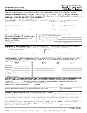 USCIS Form I-9 Employment Eligibility Verification