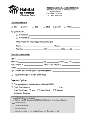 Habitat for Humanity Donation Form