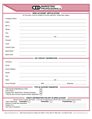 New Account Application Form
