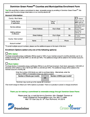 Dominion Green Power Enrollment Form
