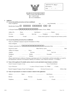 Board of Investment Application for Promotion