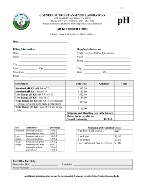 Cornell pH Kit Order Form