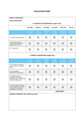 Academic Research Evaluation Form