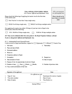 Nepal Tourist Visa Application Form