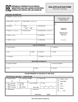 Brazil Visa Application Form
