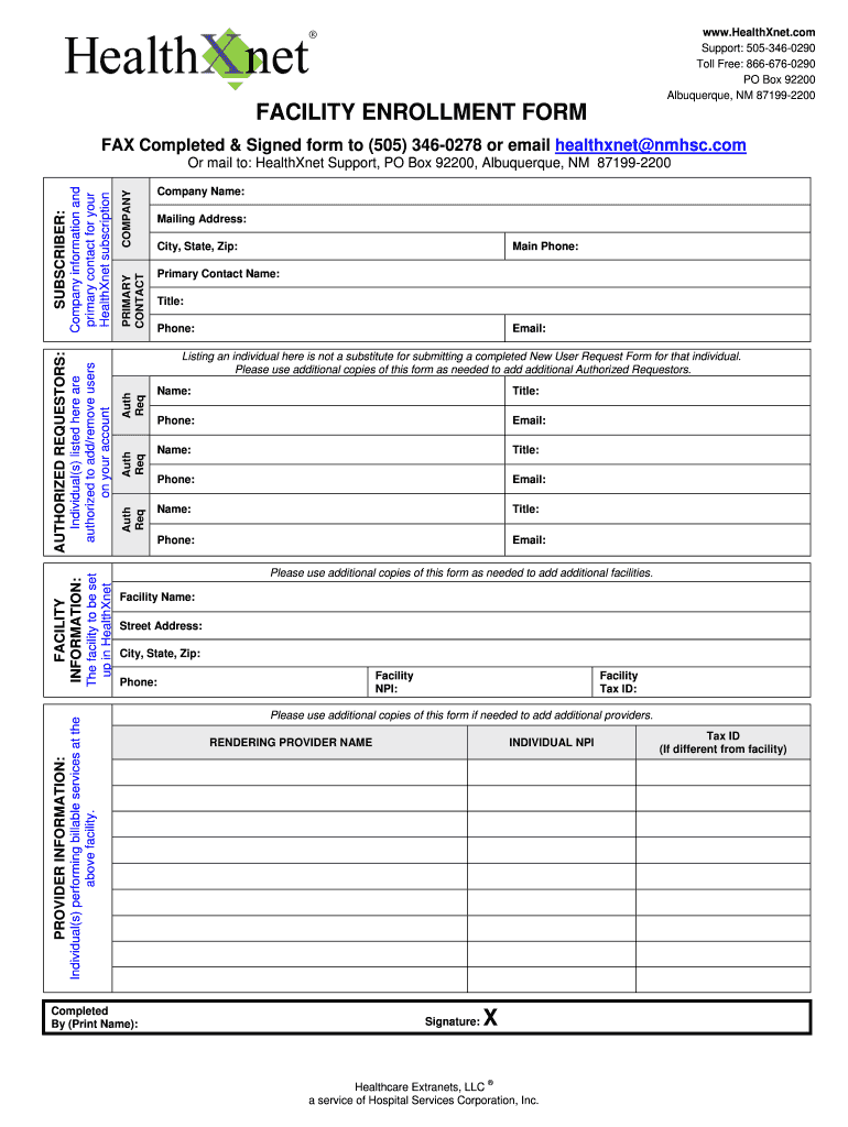 Fillable Online Facility Enrollment Form v0611 WIP Fax Email Print pdfFiller