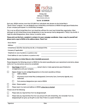 United Way Donation Designation Form