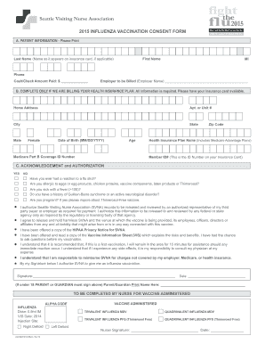 2015 Influenza Vaccination Consent Form