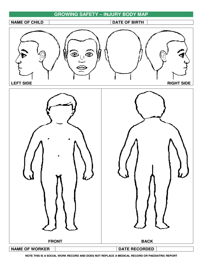 Growing Safety - Injury Body Map - Fill and Sign Printable Regarding Blank Body Map Template