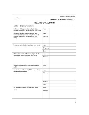 Mental Capacity Act 2005 Deprivation of Liberty Form 30