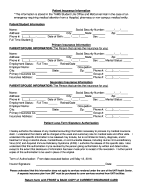 Patient Insurance Information Form